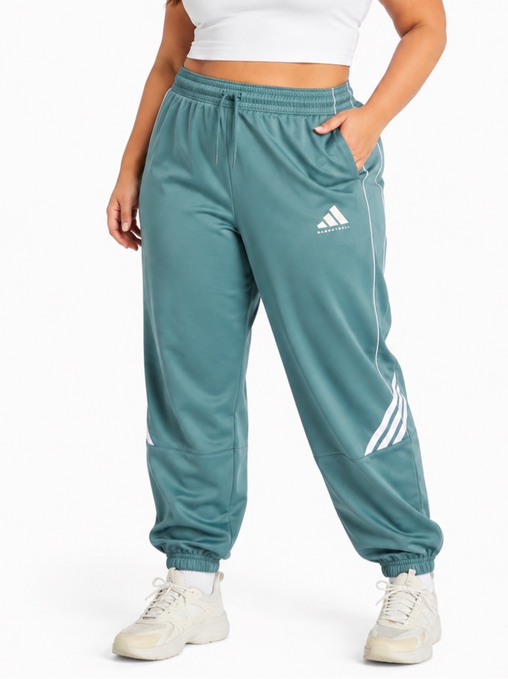 Basketball Pants Women XL Tall Adidas Crazylite Woven Teal NWT Loose Relaxed Fit